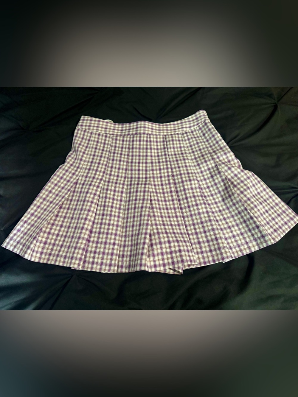 Cotton Candy Purple & White Gingham Pleated Skirt